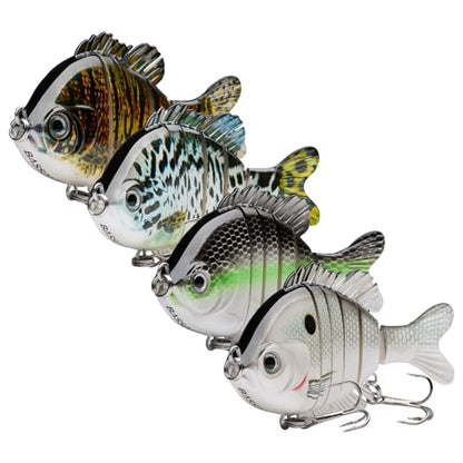 BASSDASH SwimPanfish Multi Jointed Panfish Bluegill Swimbaits Hard Topwater Bass Lures Fishing Lure Crank Saltwater 3.5in/0.85oz,Pack of 4 - color: WFBY