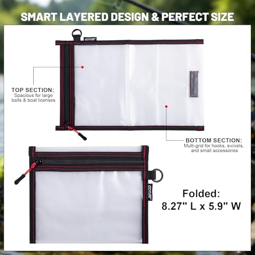 Goture Waterproof Fishing Lure Bags, Soft Plastic Tackle Organizers | Clear Fishing Bait Storage Pouches for Freshwater & Saltwater, Heavy Duty Fishing Gear Pouches for Jig, Worm, Swimbait