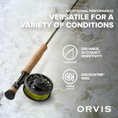 Orvis Encounter Fly Rod Outfit - 4Pc Fishing Rod and Reel Combo | Smooth Performance, Complete with Reel, Line, Backing, & Leader for Young Anglers, Pre-Balanced Ready-to-Fish Setup - size: 5-Weight, 8'6"