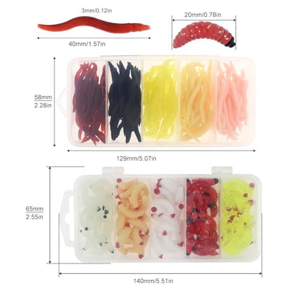 250pcs Soft Plastic Fishing Lures Worms, Plastic Fishing Worms Fake Maggots Fake Baits, Bread Soft Maggots Artificial Earthworm