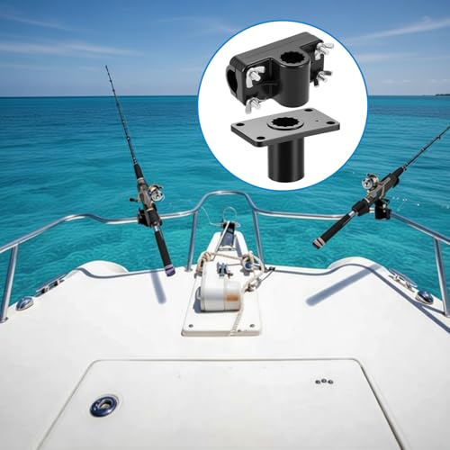 Sanwuta 4 Pack Adjustable Fishing Rod Holder Deck Mount Set, Boat Raft Fishing Holder Mounts Bracket with Clamp Base for Marine Fish Tackle Pontoon Kayak Gear Accessories