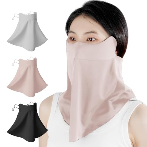 UV Sun Protection Face Mask with Neck Coverage UPF 50+ Face Shield Breathable Design for Summer Outdoor Activities - color: Pink