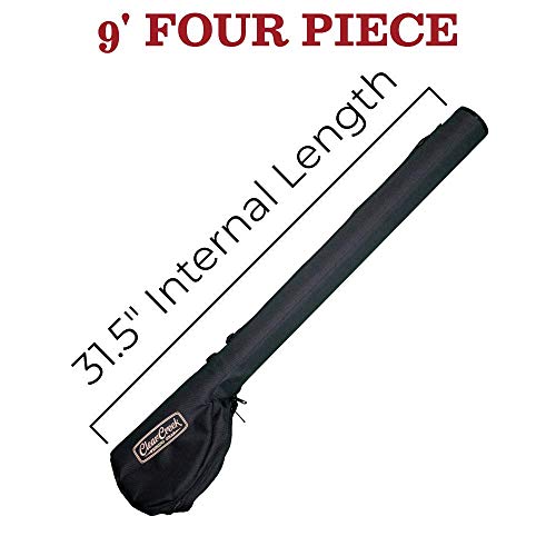 Clear Creek Portable Fly Fishing Rod & Reel Case 9’ - Complete Storage Protection - Easy to Carry - Durable, Abrasion Resistant Water-Resistant and Works with Fresh + Saltwater Rods - size: Four Piece (31.5" Internal Length)