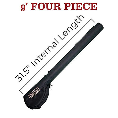 Clear Creek Portable Fly Fishing Rod & Reel Case 9’ - Complete Storage Protection - Easy to Carry - Durable, Abrasion Resistant Water-Resistant and Works with Fresh + Saltwater Rods - size: Four Piece (31.5" Internal Length)
