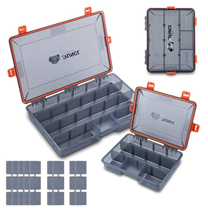 RUNCL Fishing Tackle Box, Waterproof Airtight Stowaway, 3600/3700 Tray Tackle Box with Adjustable Dividers, Plastic Storage Organizer(3700 and 2pcs smaller 3600) - color: 3700 and 2pcs smaller 3600