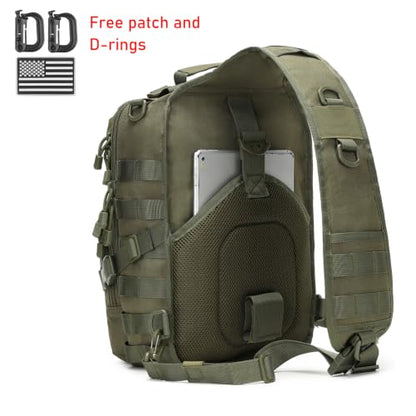 Tactical Sling Bag Backpack Military Rover Shoulder Sling Pack EDC Molle Assault Range Bag Crossbody Chest Pack (Army Green) - color: Army Green