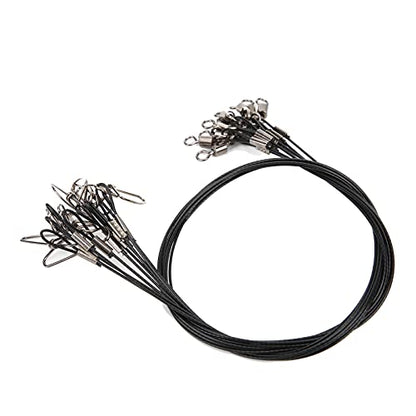 RiToEasysports Fishing Wire Line Leash, Anti Bite Steel Fishing Leader with Rolling, for Sea Boat Deep Sea - color: Black