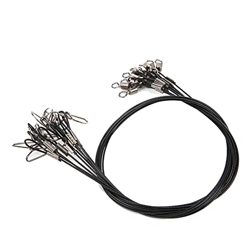 RiToEasysports Fishing Wire Line Leash, Anti Bite Steel Fishing Leader with Rolling, for Sea Boat Deep Sea - color: Black