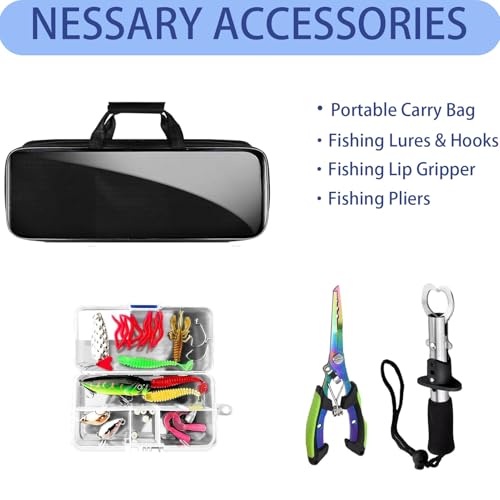 Telescopic Fishing Rod and Reel Combo Set, 2PCS Collapsible Fishing Poles, Fishing Kit with Spinning Reel Fishing Pliers and Lip Gripper, Travel Saltwater Freshwater Fishing Gear for Adults Beginners - color: 2.1M/6.89FT