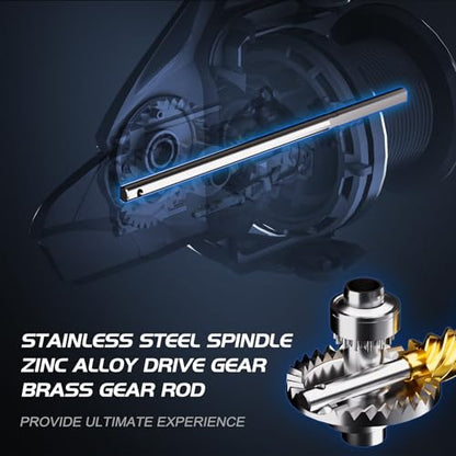 BILLINGS Saltwater Spinning Reel,Up to 44LBs Max Drag Big Game Surf Fishing Reels,4.8:1 Gear Ratio,with CNC Aluminum Spool,Heavy Long Casting Offshore and Inshore Saltwater Surf Fishing Reels