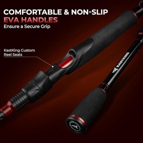 KastKing Brutus Spinning Rods & Casting Fishing Rods, IM6 Graphite Blanks, 2-Piece Rods with Extra Tip Section, PTS Power Transition System, No-Slip Grip, Hook Keeper - size: 7'6''-MH-(2 Pcs+ Extra Tip), style: Spin