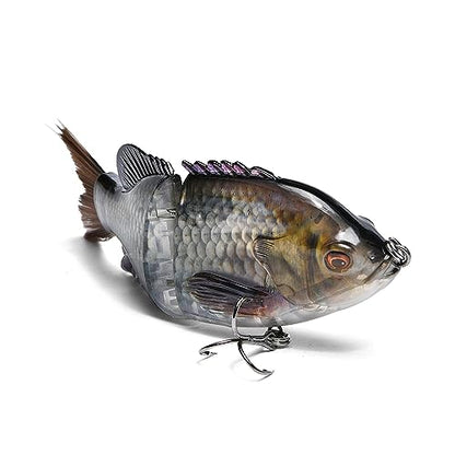 5.9in Multi Jointed Swimbait Fishing Lures Bait,2 Segment Big Giant Sinking Fishing Bass Lures,Crankbaits Swimbaits with Treble Hook - color: 5.9in,1.94oz-Color H