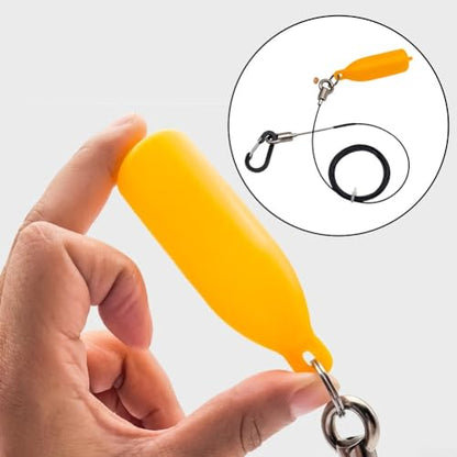 Portable Fish Tether For Live Fish Storage: Coated Stainless Steel Cable, Quick-Release Carabiner Clip, Orange PVC Foam Floats – 2M To 6M