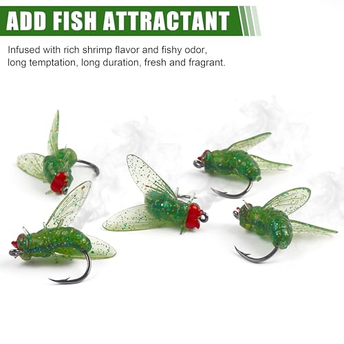 Bionic Fly Fishing Baits, Fly Fishing Flies Kit Trout Jigs Swimbaits Dry Flies Bionic Fishing Lures Fly Fishing Hook for Bass Panfish Trout - style: Green-18pcs