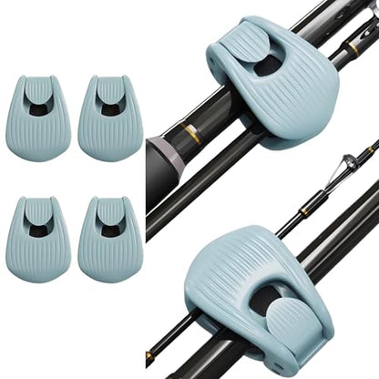 Fishing Rods Belt Rod Straps, Fishing Rod Clip Fit for Casting Rods, Spinning Rods Bass Rod and Fly Rods (4 Color, 4 pcs) (BLUE) - color: BLUE