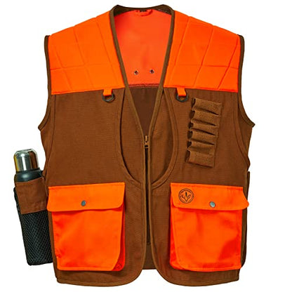 BASSDASH Upland Game Field Water-Resistant Bird Hunting Vest with Multi Pockets Men Women FV11 - color: Brown/Orange, size: Medium