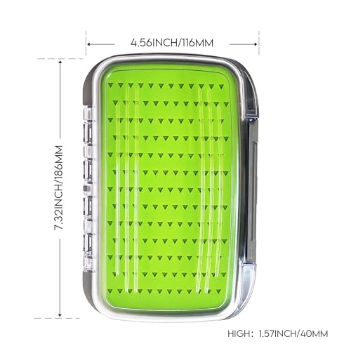 Aventik Silicone Fly Fishing Box Jig Box Waterproof Streamer flies Case Double Sided Clear Lid Storage Lure Case Saltwater Freshwater (L:7.32x4.56x1.57inch) - style: L:7.32x4.56x1.57inch