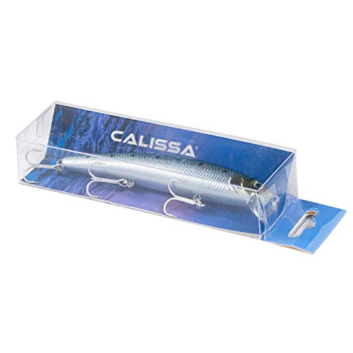 Calissa Offshore Tackle 110mm and 140mm California Inshore Fishing - Special Jerkbait Crankbait Surf Flash Fishing Salt Pro Lure Minnow Zebra MS Metallic Sardine Glow - size: 110mm, style: Chrome Sardine