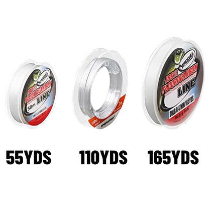 ANGRYFISH 100% Pure Fluorocarbon Fishing Line, Clear/Pink Leader Line | 2-30LB, High Strength, Abrasion-Resistant, Fast-Sinking, Virtually Invisible - Saltwater and Freshwater - color: Clear, size: 3LB/0.148MM-55YD