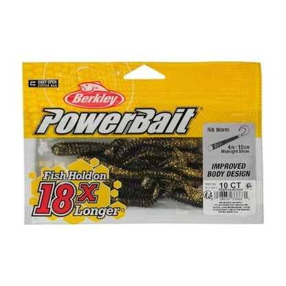 Berkley Berkley PowerBait Rib Worm - color: Midnight Shine