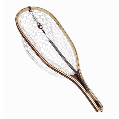 Aventik Fly Fishing Landing Net for Trout Soft Rubber Ghost Mesh Catch and Release Wooden Frame Lightweight and Tangle-Free - style: Longhead&magnet