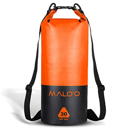 Malo’o DryPack 30L Waterproof Kayak Dry Bag, Heavy Duty Roll-Top Dry Bag with MOLLE Grid and Carry Straps for Fishing, Paddle Boarding, Boating, Camping, and Travel, Orange - color: Orange, style: 30l Dry Bag