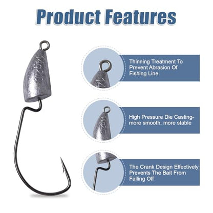 MAFIMOEA Bullet Jig Heads Weighted Texas Rig Hooks Swimbait Hooks Bass Crappie Walleye Trout Fishing Weedless Swimbait Jig Heads Saltwater Freshwater - size: 7g-20pcs