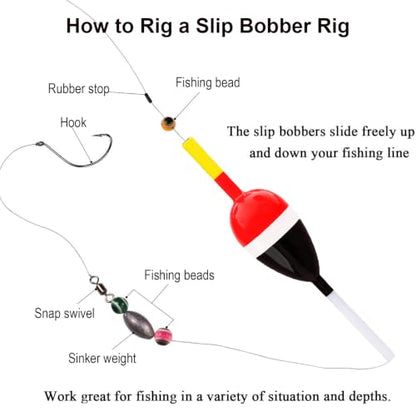 Fishing Bobbers and Floats, High Sensitive Slip Bobber with Balsa Wood Body,for Crappie Bluegill Trout Bass Panfish Catfish Walleye,8pcs - color: M-8pcs