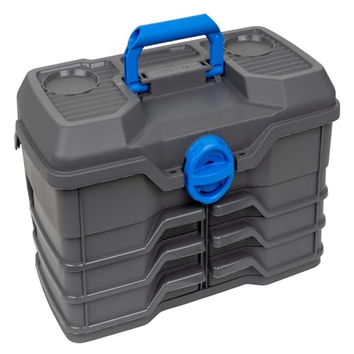 Flambeau Outdoors 660NGAK Next Gen 6/0 Large Fishing Tackle Box - 6 Pivot Trays, 32 Compartments, Includes 25-piece Tackle Kit, Fishing Tackle and Gear Storage, Fishing Lure Organizer, Dark Gray - size: With Tackle Kit
