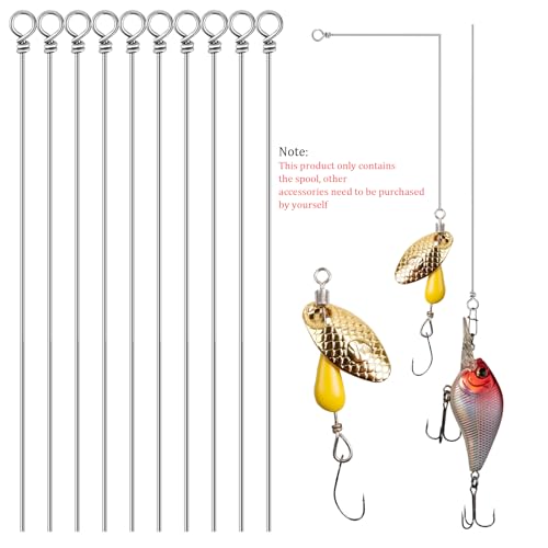 100 Pack Fishing Looped Spinner Shaft, Stainless Steel Spinner Bait Wire Fishing Lure Making Supplies - Lure Making Kit Rigs for Freshwater Bass, Trout, Walleye, Salmon, Catfish - size: 0.8*160mm