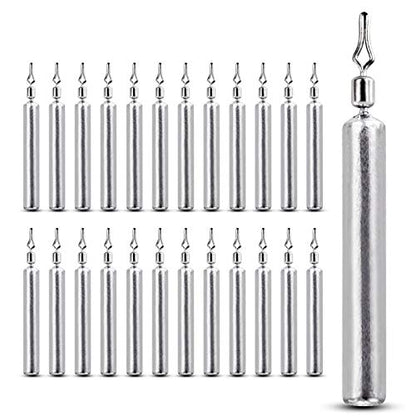 AMYSPORTS Drop Shot Weights Fishing Lead Drop Saltwater Fishing Weight Freshwater Drift Sinker Fishing Weight Bass Rig Cylinder Removable Catfishing - size: Size2 (3/16oz.) 25 pcs