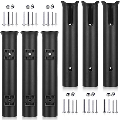 Zhanmai 6 Pcs Fishing Rod Holder Bracket Portable Boat Side Mount Tool Holder Tube Wall Mounted Fishing Pole Holders Fishing Rod Rack with Screws for Boat Kayak Fishing Cooler Trailer, Black