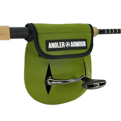 Angler Armour Spinning Reel Cover, Fishing Reel Cover, Neoprene Reel Cover, Spinning Reel Sleeve, Spinning Reel Case, Spinning Reel Protective Sleeve, 1000, 2000, 3000, 3500 Reels (Olive Green) - color: Olive Green