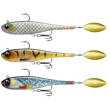 TRUSCEND Shadtale Easy Catch Soft Fishing Lures with BKK Hooks - Trembly Sinking and Vibrating Swim for More Bites, Pre-Rigged Swimbaits for Bass, Trout, Crappie, Walleye, Freshwater Saltwater Fishing - color: E-3.5“,0.5oz
