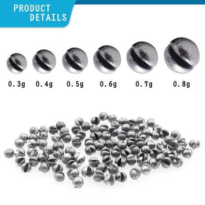 205pcs/117pcs Fishing Weight Sinker 5 Sizes/6 Sizes Lead Weights Round Split Shot Sinker Drop Lead Weights No-Roll Olive Heart Removable Fishing Line Sinkers Kit - color: B-round sinkers 117pcs 6sizes