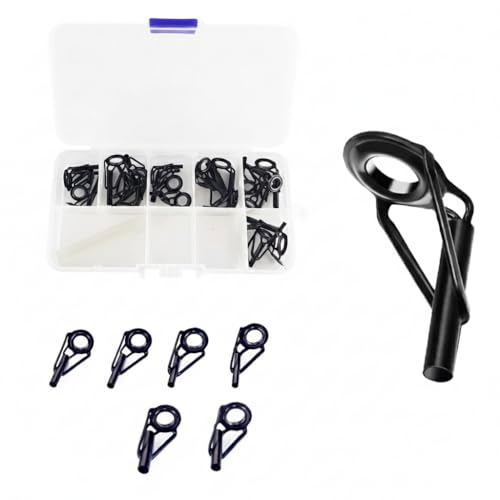 Aventik Fishing Rod Tip Repair Kit 26/30/35Pcs Stainless Rod Tip Guide Replacement Kit Multiple Sizes Fishing Rod Tip Eyelet Repair Kit Fishing Pole Repair Kit - style: Small Size-30pcs