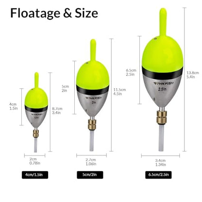 THKFISH Wood Slip Bobber for Fishing with Brass Weighted Crappie Floats - color: A Style-Green, size: 2.5in * 5pcs