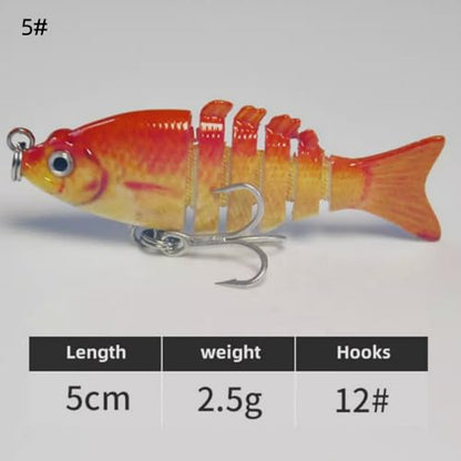 Mini Fishing Lures Multi Jointed Fish Fishing Slow Sinking Lifelike Swimbait Freshwater and Saltwater Crankbaits for Bass Trout Bass Lures 2in/0.08oz 12#Hook - color: 5# 1Pcs