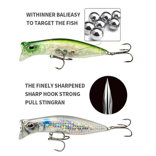 9cm/13g 3pcs/Box Floating Topwater Fishing Lures Surface Popper Fishing Lure Long Casting Artificial Bait Topwater Pencil Swimbait Wobblers Flounder Sea Bass Pike - color: A