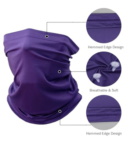 Fishing Neck Gaiter, Sun Protection Face Mask, Cooling Neck Shield Scarf Cycling Balaclava Bandana for Men and Women - color: Red+orange+white+purple