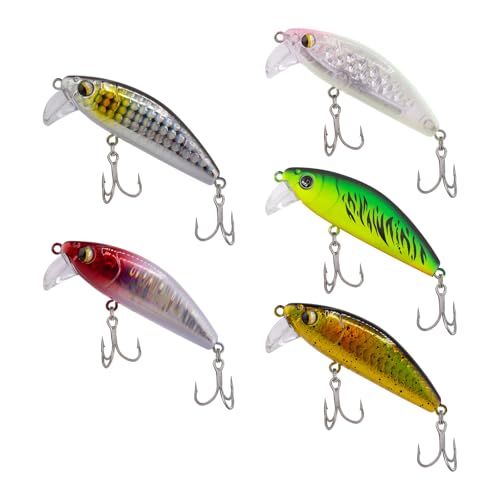 5PCS Vibration Bait Fishing Lures Set, Blade Bait & Crank Bait Hard Lures with Treble Hooks, Sinking Fishing Lures for Bass Trout Walleye Pike Freshwater Saltwater - size: 12.5g