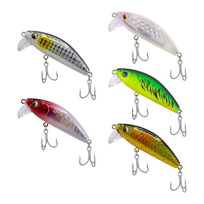 5PCS Vibration Bait Fishing Lures Set, Blade Bait & Crank Bait Hard Lures with Treble Hooks, Sinking Fishing Lures for Bass Trout Walleye Pike Freshwater Saltwater - size: 12.5g