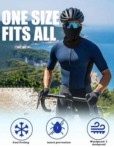 JHYWELL Cooling Neck Gaiter Face Mask, UV Protection Masks Gator, Windproof Bandana for Skiing, Fishing, Hiking, Cycling - color: Black Pack