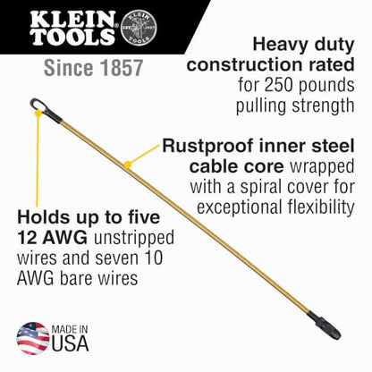 KLEIN TOOLS 50350 13-Inch Flexible Fish Tape Leader, Made in USA, for 1/8-Inch Wide Steel Fish Tapes