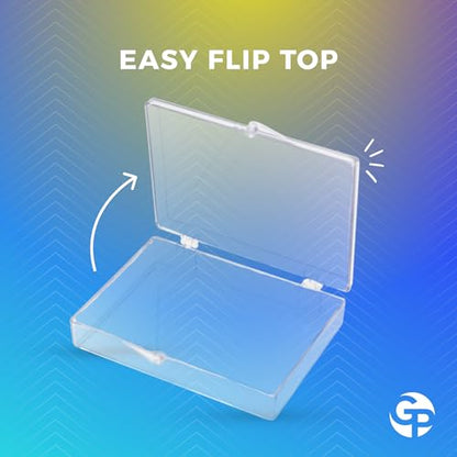 10-Pack Clear Hinged Plastic Containers, Keepsake Storage Boxes, 3 1/2" L x 2 9/16" W x 5/8" H, Made in USA, Plastic Display Case or Small Box for Storage and Organization - size: 3.5" x 2.56" x 0.63"