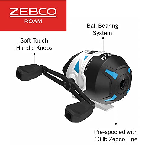 Zebco Roam Spincast Reel and Fishing Rod Combo, 6-Foot 2-Piece Fiberglass Fishing Pole with ComfortGrip Handle, Quickset Anti-Reverse Fishing Reel, Pre-Spooled with 10-Pound Zebco Line - color: Blue