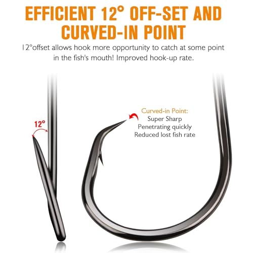 Dovesun Circle Hooks for Catfish 2X Strong 100PCS Catfish Hooks Octopus Circle Hooks Saltwater and Freshwater Black & Red Size 1/0-8/0 - color: Black, size: 1/0*100PCS