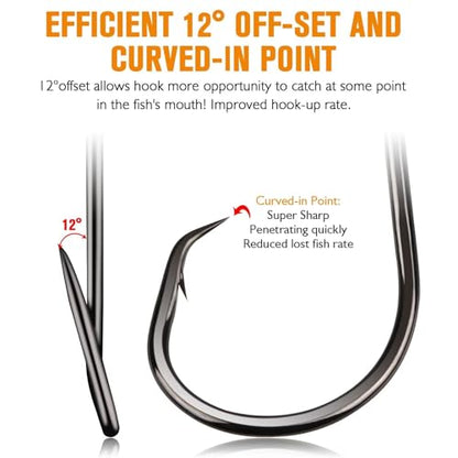 Dovesun Circle Hooks for Catfish 2X Strong 100PCS Catfish Hooks Octopus Circle Hooks Saltwater and Freshwater Black & Red Size 1/0-8/0 - color: Black, size: 5/0*70PCS