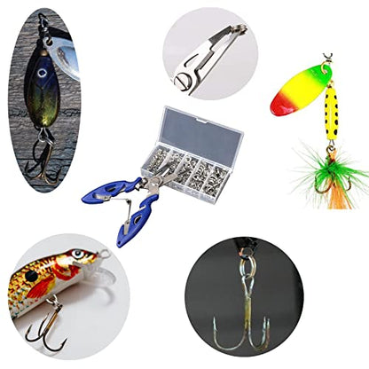 GREATFISHING 200PCS High Strength Heavy Stainless Steel Split Ring Lure Connector Swivels Snap with Fishing Pliers 30lb to 120lb Test - color: 200pc X-strong Ring With Plier