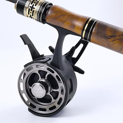 Ice Fishing Reels 3.2:1 Gear Ratio Ultra Smooth 3+1Ball Bearings Strength CNC-machined Aluminum Inline Ice Fishing Reel with Left/Right Hand Retrieve - color: Black-Right Hand Retreive